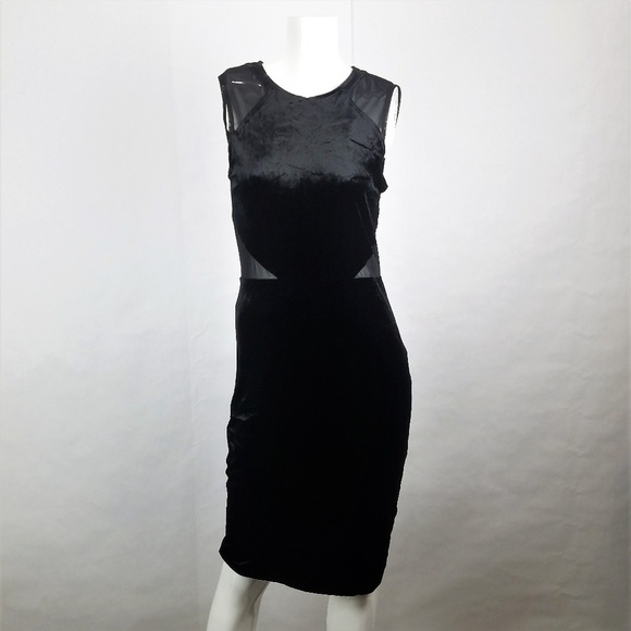 French Connection Black Viven Velvet Body-Con Dress NWT Size 6 - Picture 1 of 7